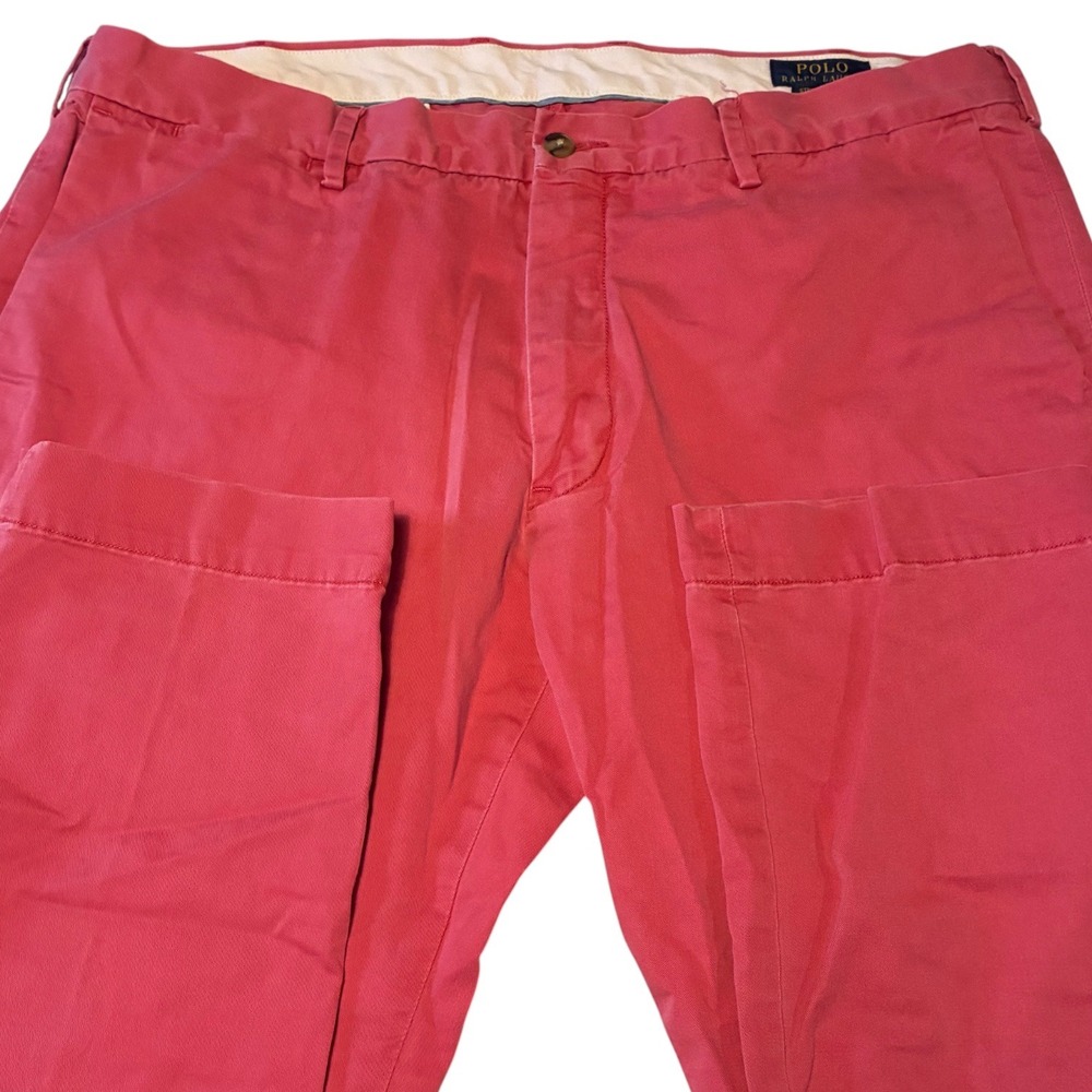 Polo Ralph Lauren Mens Stretch Slim Fit Chino Pants Pink Salmon 38x32 Flat Front